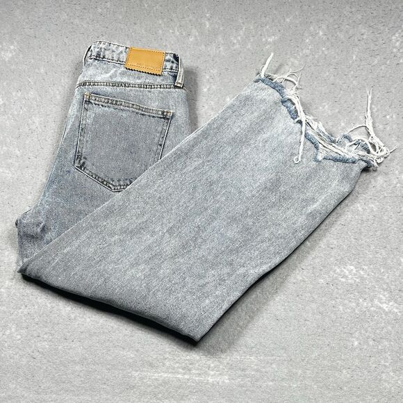 Avec Les Filles Jeans Womens Size 26 Blue Ripped High Waisted Flare Leg Denim - Picture 11 of 14